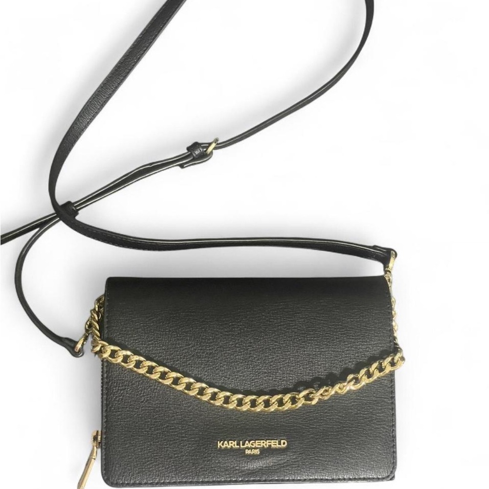 Karl Lagerfeld Black Crossbody with Gold Chain